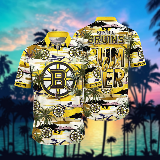 NHL x BOS Team Summer Hawaiian Shirt HLP 50426 HLPHUONG