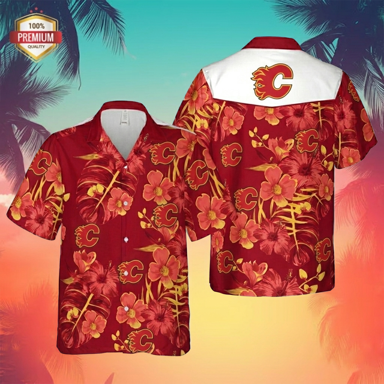 NHL x CAL Tropical Hawaiian Shirt HLP 60426 LBN