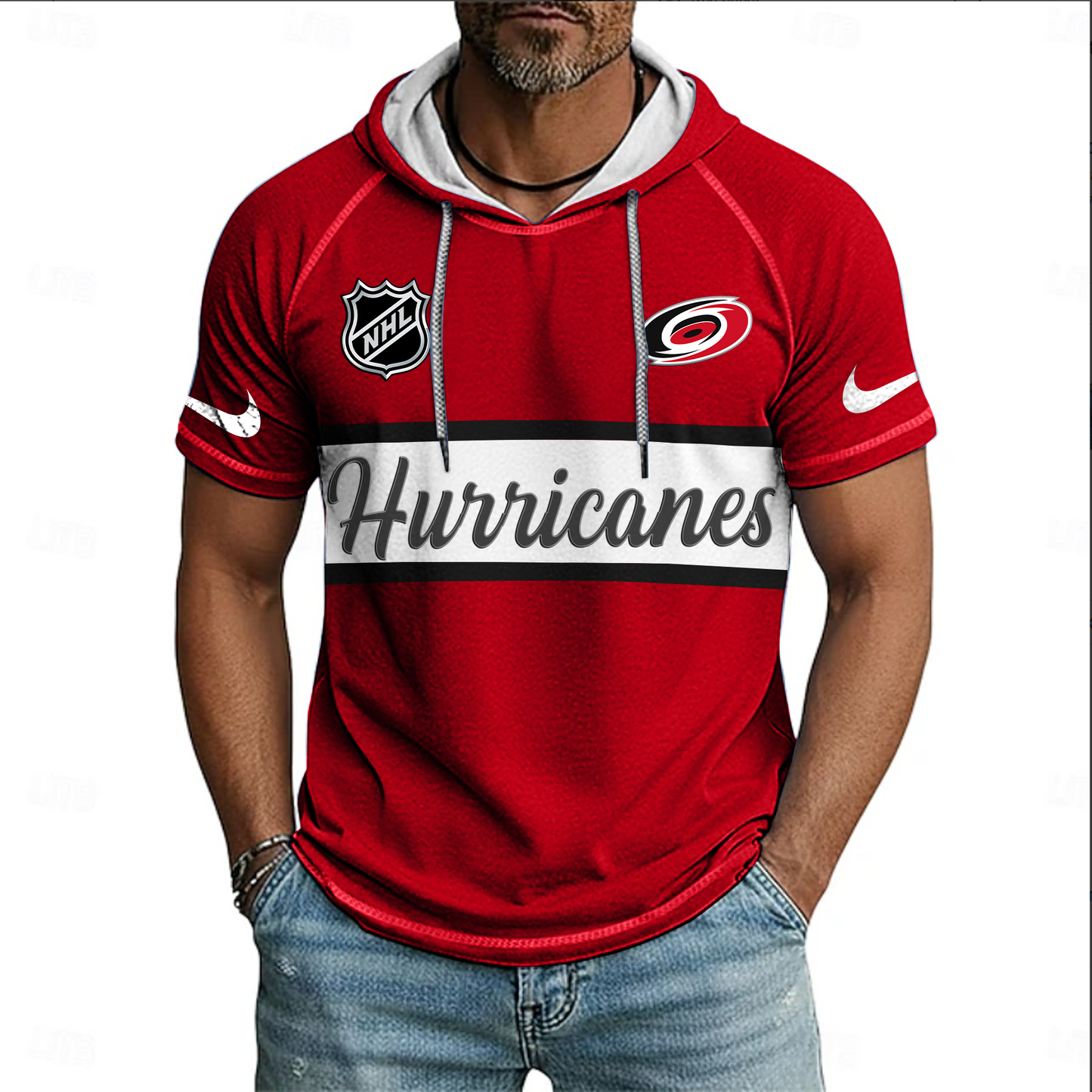 NHL x CAR Sport Hooded Short Sleeve Shirt HLP 70426 HLPHUONG