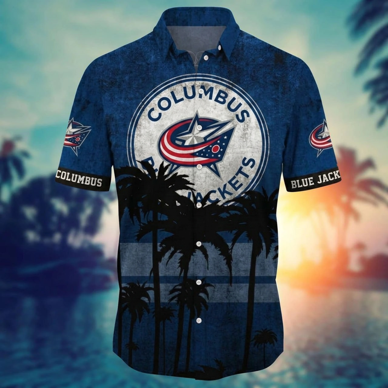 NHL x CBJ Coconut Beach Hawaiian Shirt HLP 40426 LBN