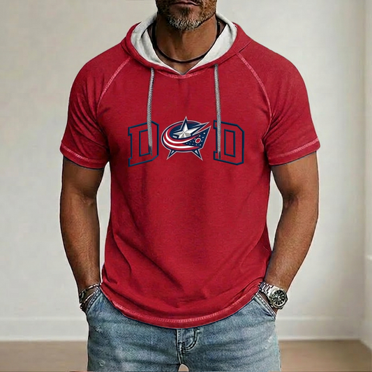 NHL x CBJ Dad Hooded Short Sleeve Shirt HLP 280426 LBN