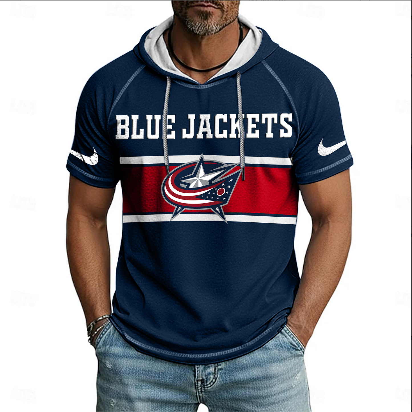 NHL x CBJ Hooded Short Sleeve Shirt HLP 070426 HLPHUONG 1