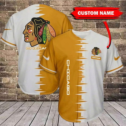 NHL x CHI Bicolour Custom Name Baseball Jersey HLP 080426 LBN
