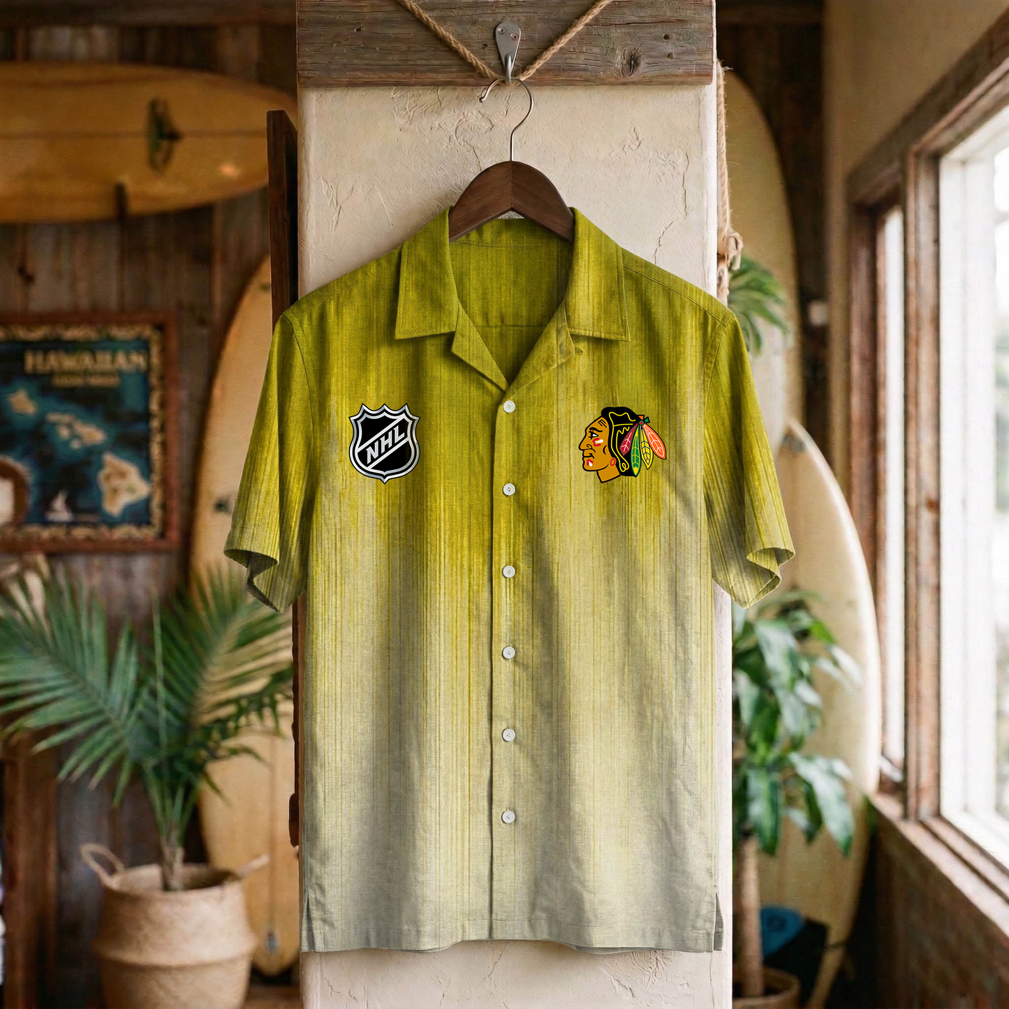 NHL x CHI Ombre Hawaiian Shirt HLP 020426 HLPHUONG