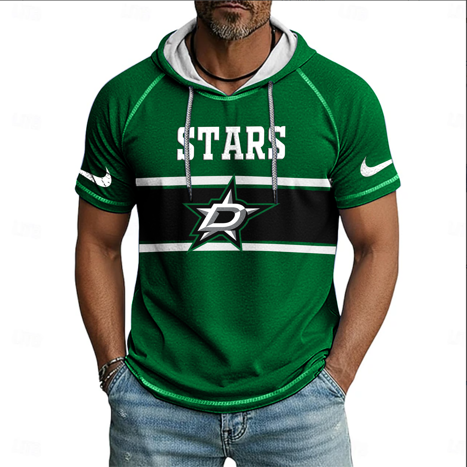 NHL x DAL Hooded Short Sleeve Shirt HLP 070426 HLPHUONG 1