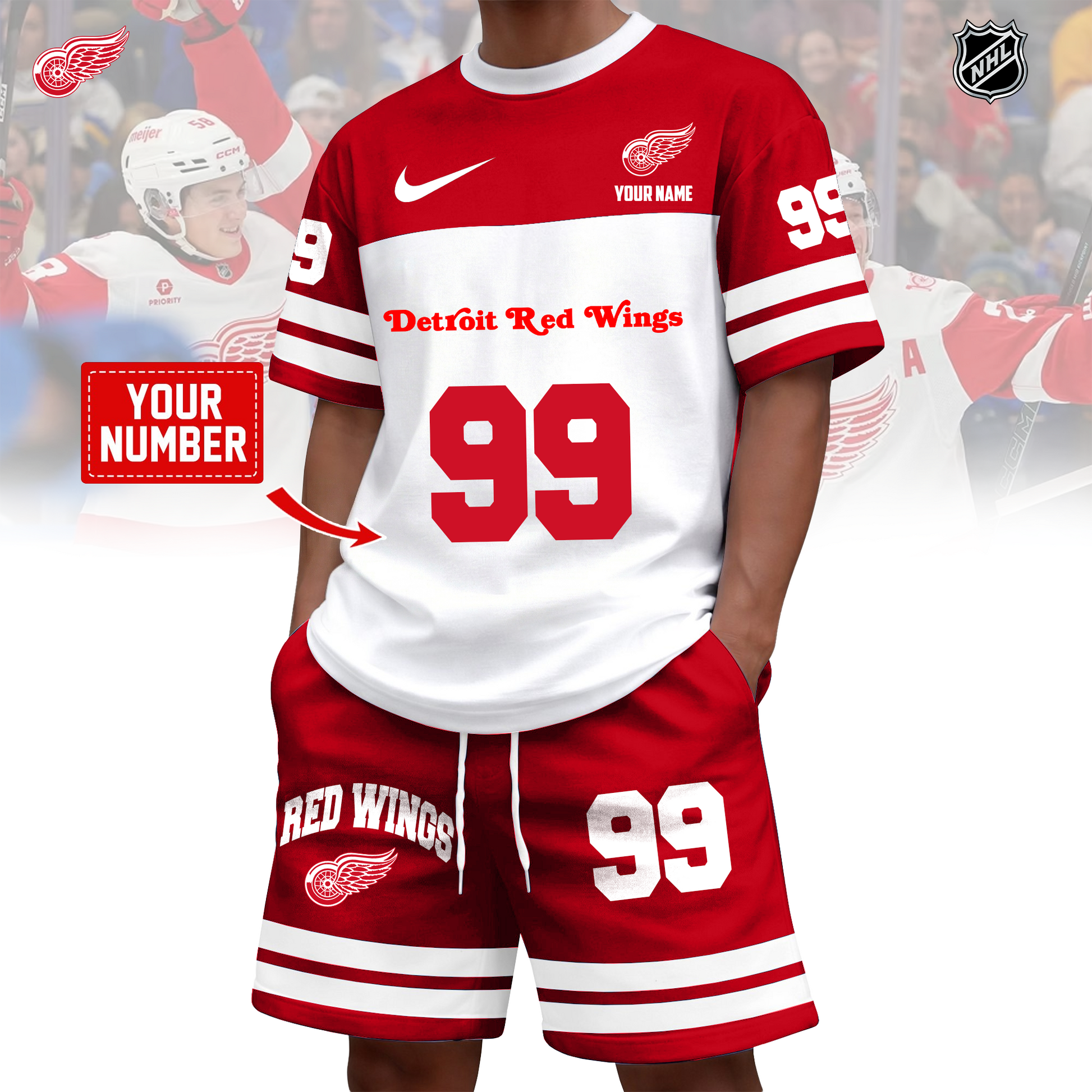 NHL x DET Custom 3D T-Shirt Set HLP 020426 HLPHUONG 1