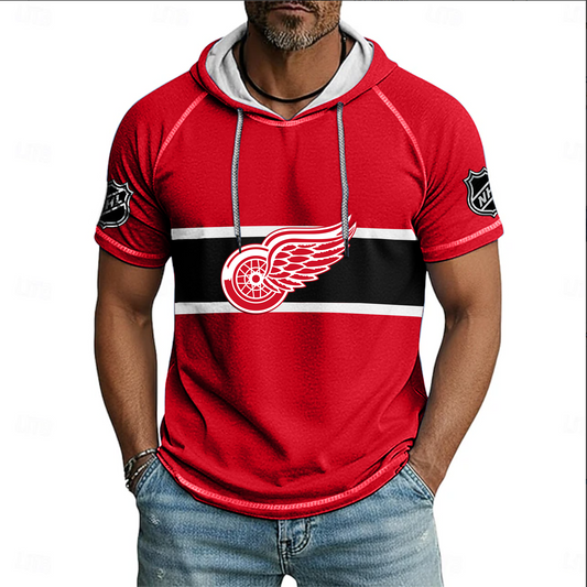 NHL x DET Hockey Hooded Short Sleeve Shirt HLP 220426 HLPHUONG