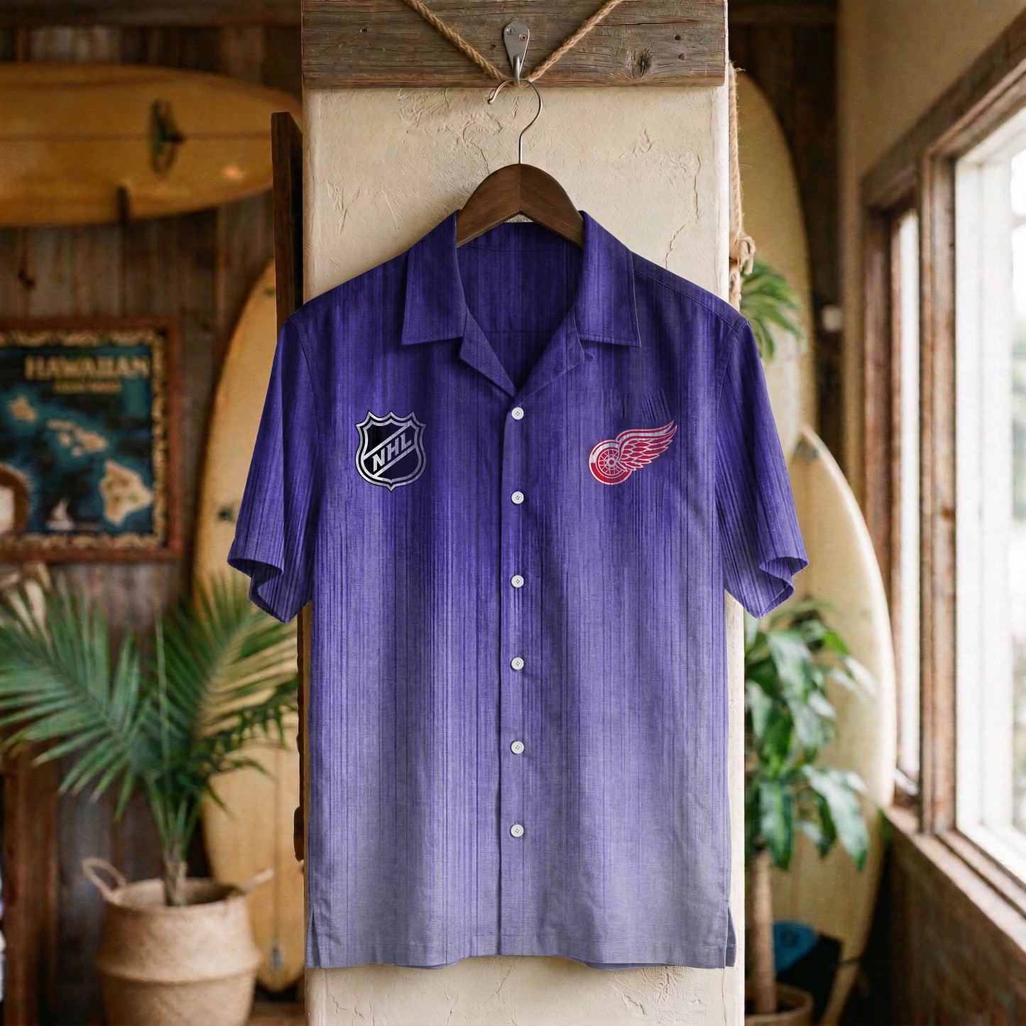 NHL x DET Ombre Hawaiian Shirt HLP 020426 HLPHUONG
