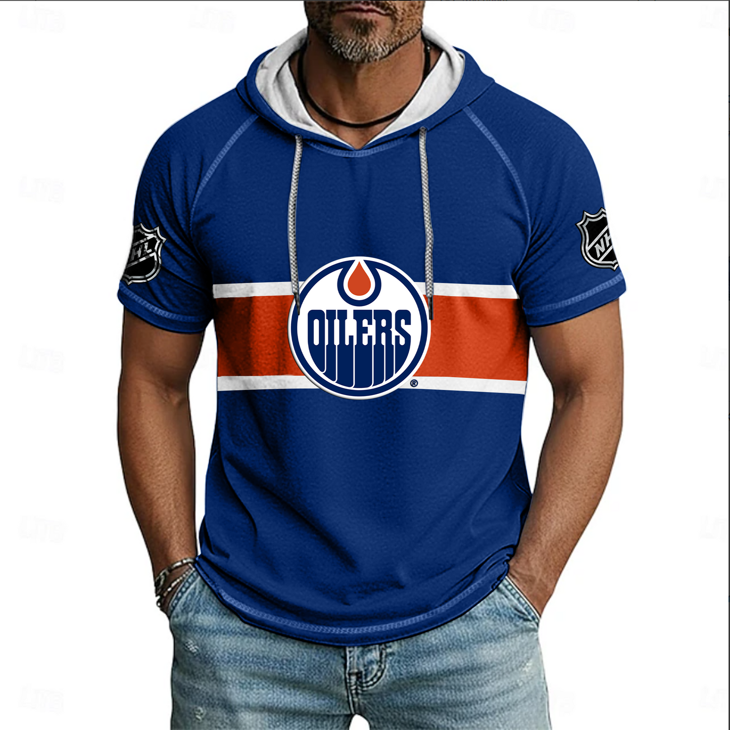 NHL x EDM Hockey Hooded Short Sleeve Shirt HLP 220426 HLPHUONG