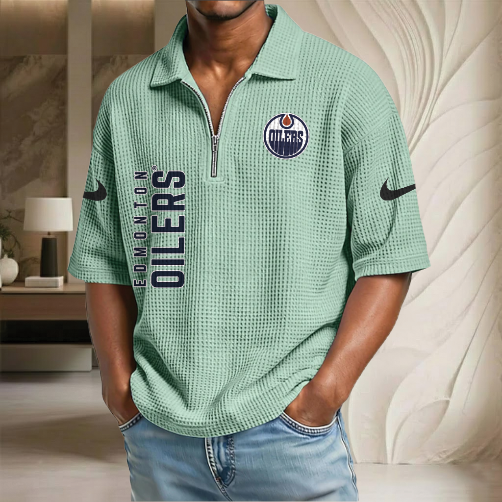NHL x EO Waffle Half-Zip Polo Shirt HLP 070326 HLPHUONG