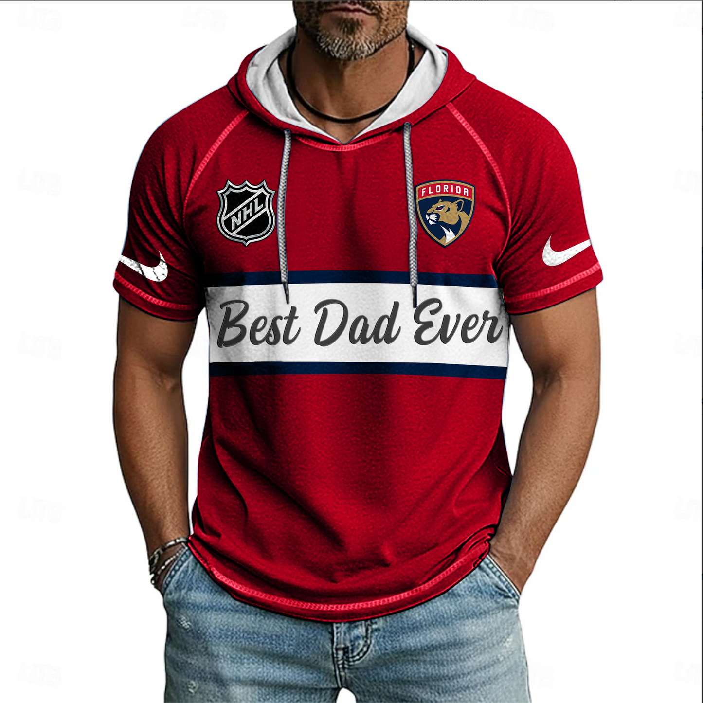 NHL x FLO Best Dad Hooded Short Sleeve Shirt HLP 220426 HLPHUONG