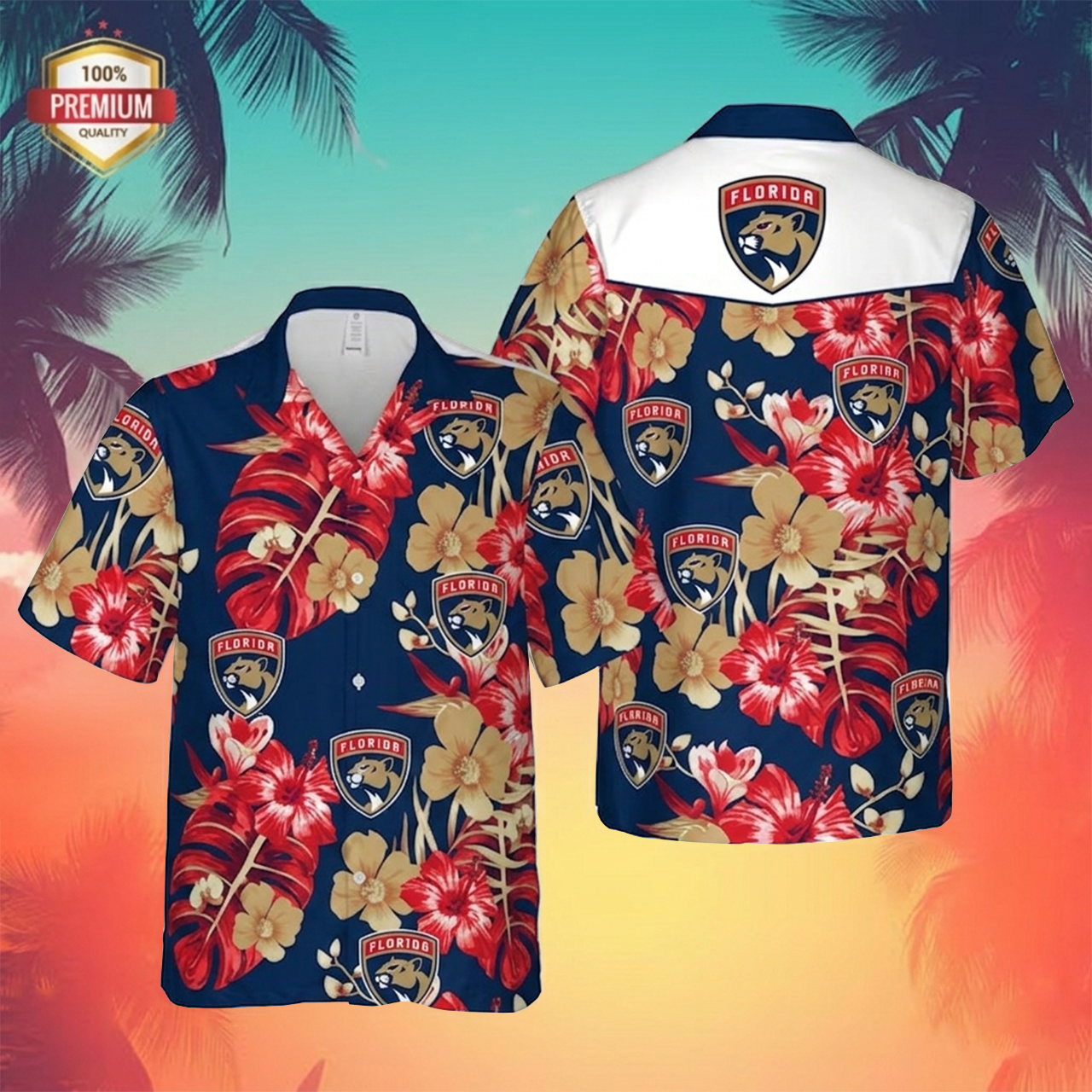 NHL x FLO Tropical Hawaiian Shirt HLP 60426 LBN