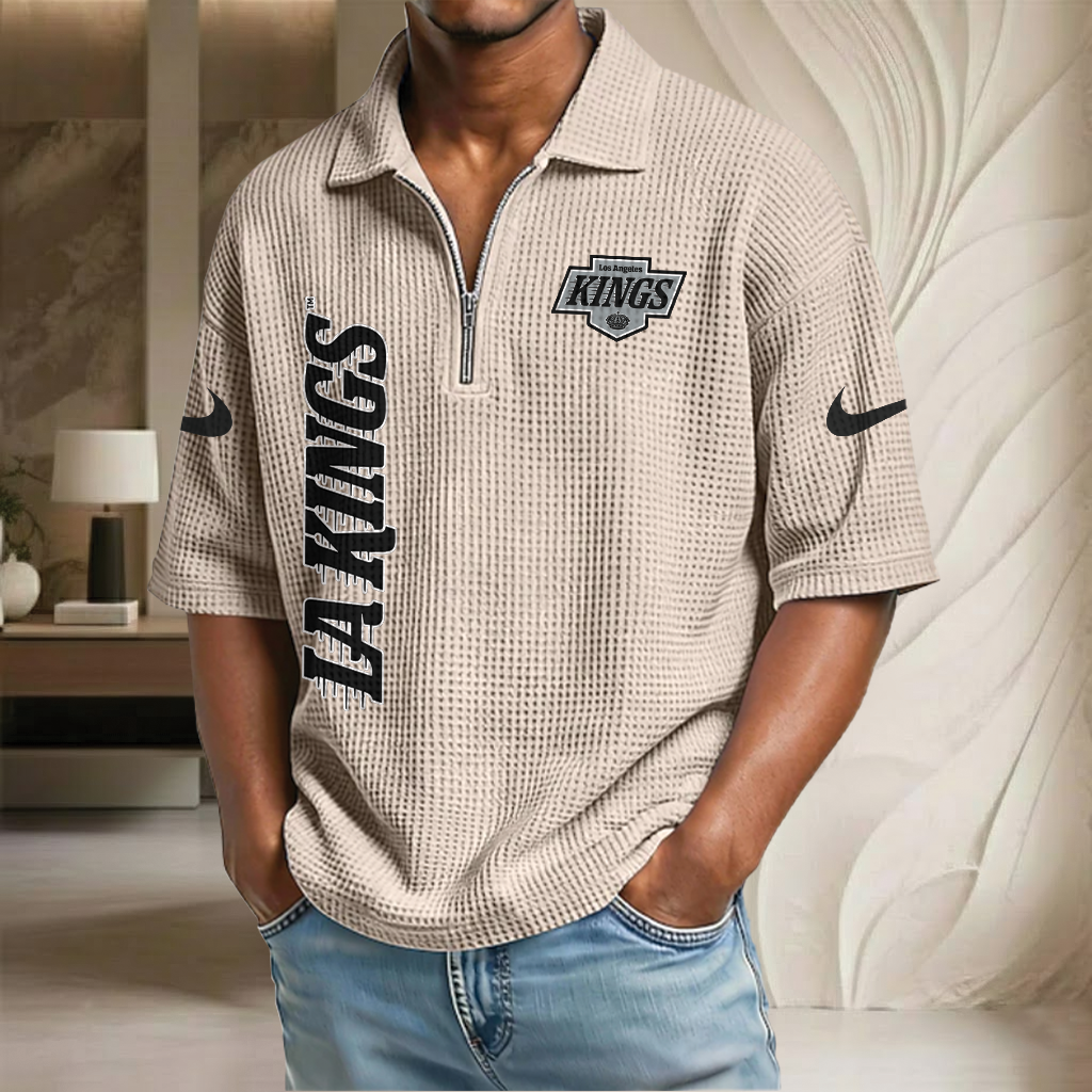 NHL x LAK Waffle Half-Zip Polo Shirt HLP 070326 HLPHUONG