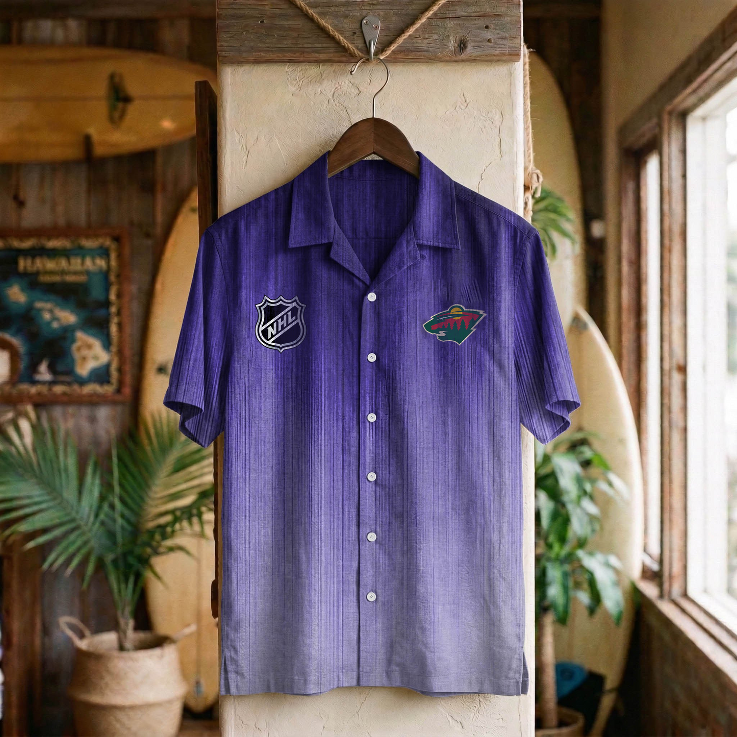 NHL x MIN Ombre Hawaiian Shirt HLP 020426 HLPHUONG