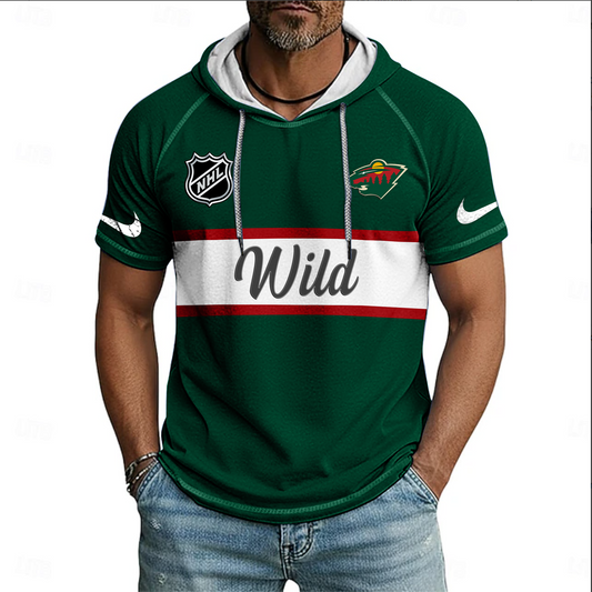 NHL x MIN Sport Hooded Short Sleeve Shirt HLP 70426 HLPHUONG