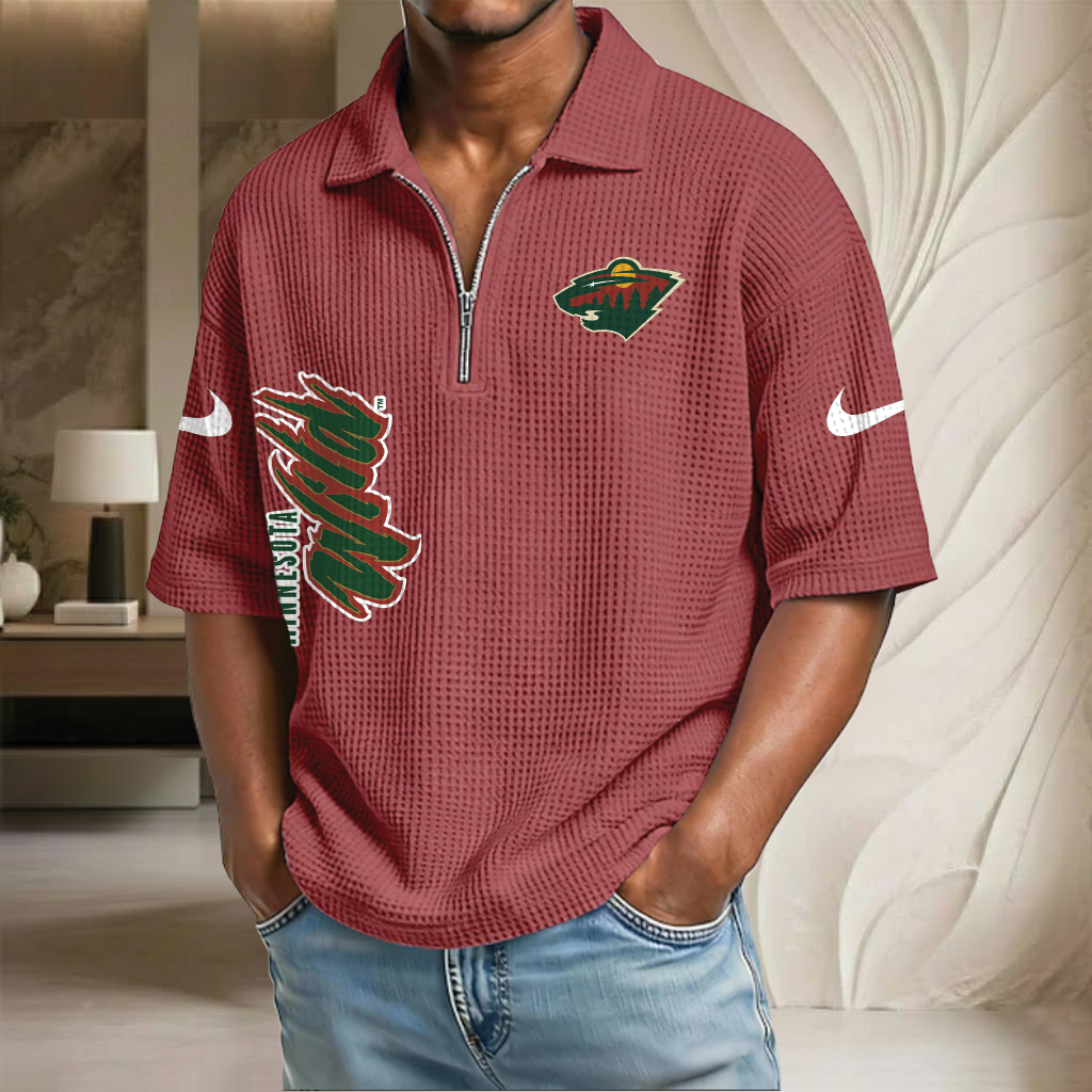 NHL x MW Waffle Half-Zip Polo Shirt HLP 070326 HLPHUONG