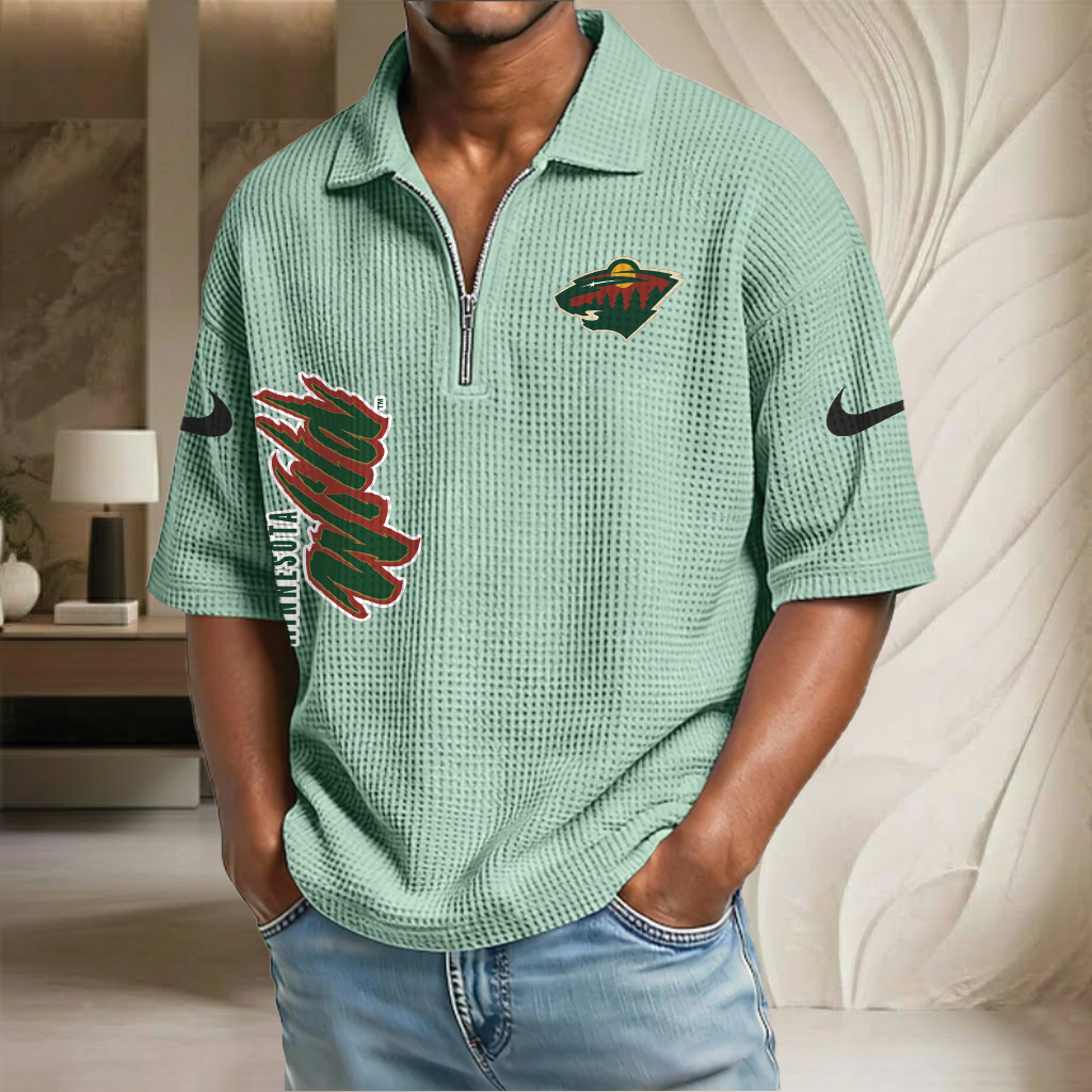 NHL x MW Waffle Half-Zip Polo Shirt HLP 070326 HLPHUONG