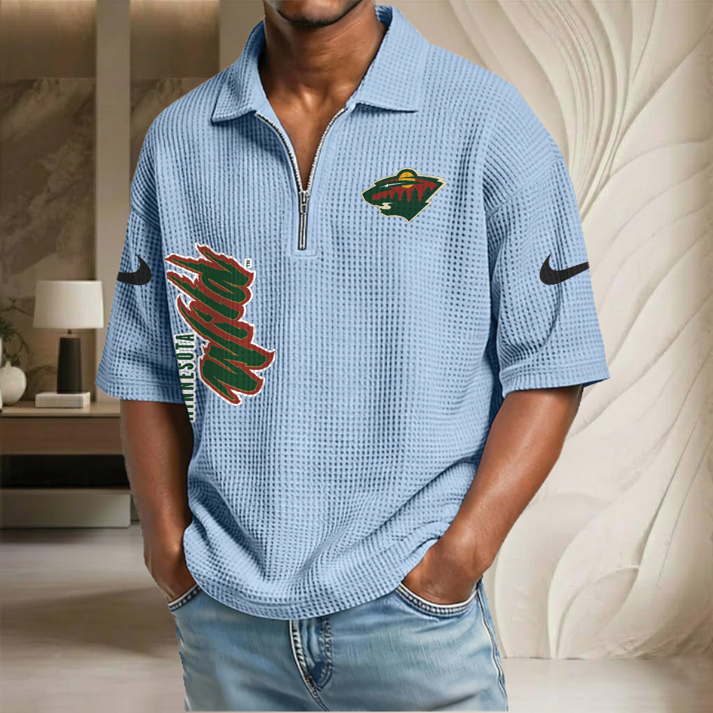 NHL x MW Waffle Half-Zip Polo Shirt HLP 070326 HLPHUONG