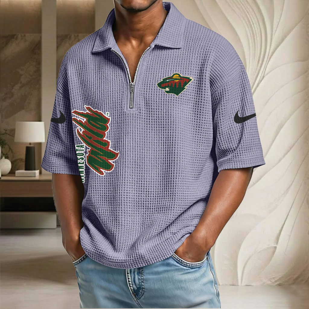 NHL x MW Waffle Half-Zip Polo Shirt HLP 070326 HLPHUONG
