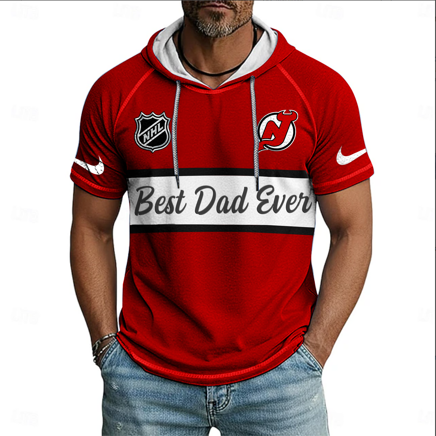 NHL x NJ Best Dad Hooded Short Sleeve Shirt HLP 220426 HLPHUONG