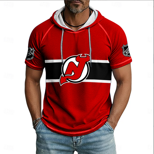 NHL x NJ Hockey Hooded Short Sleeve Shirt HLP 220426 HLPHUONG