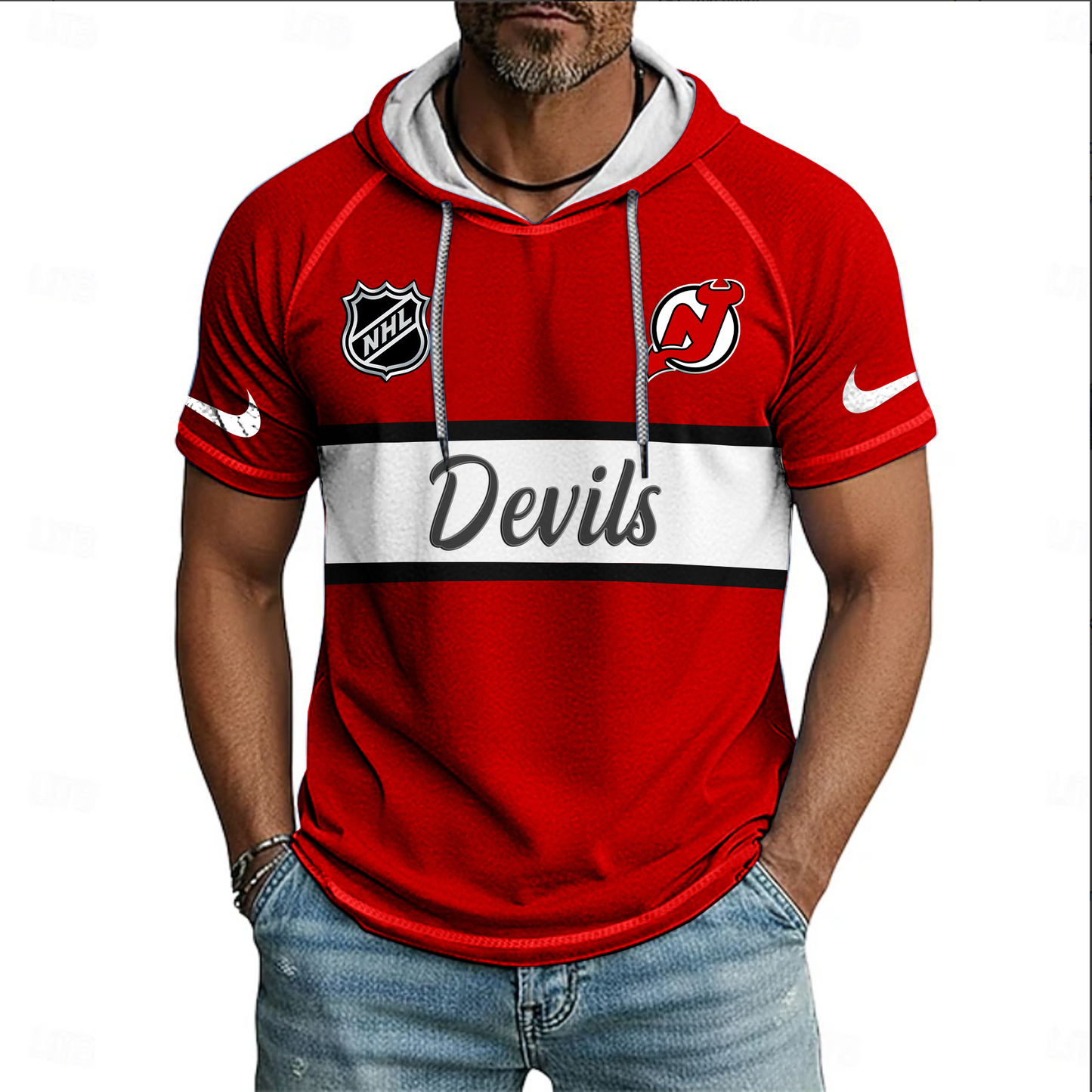 NHL x NJ Sport Hooded Short Sleeve Shirt HLP 70426 HLPHUONG
