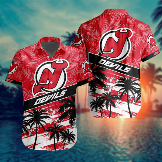 NHL x NJ Team Palms Hawaiian Shirt HLP 50426 HLPHUONG