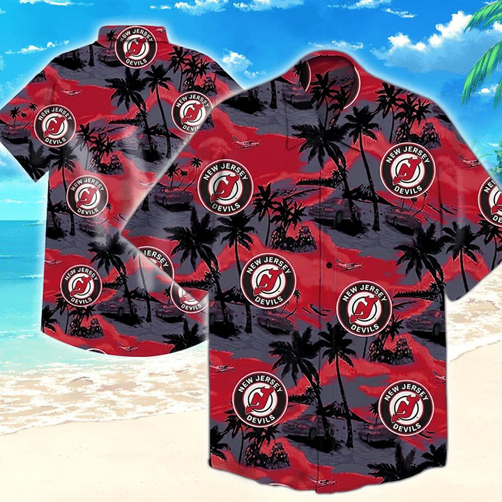 NHL x NJ Team Tropical Pattern Hawaiian Shirt HLP 50426 LBN