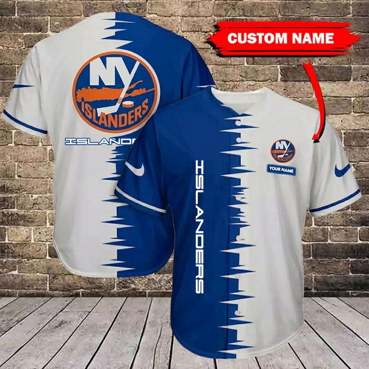 NHL x NYI Bicolour Custom Name Baseball Jersey HLP 080426 LBN