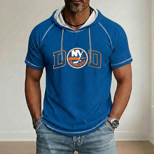 NHL x NYI Dad Hooded Short Sleeve Shirt HLP 280426 LBN