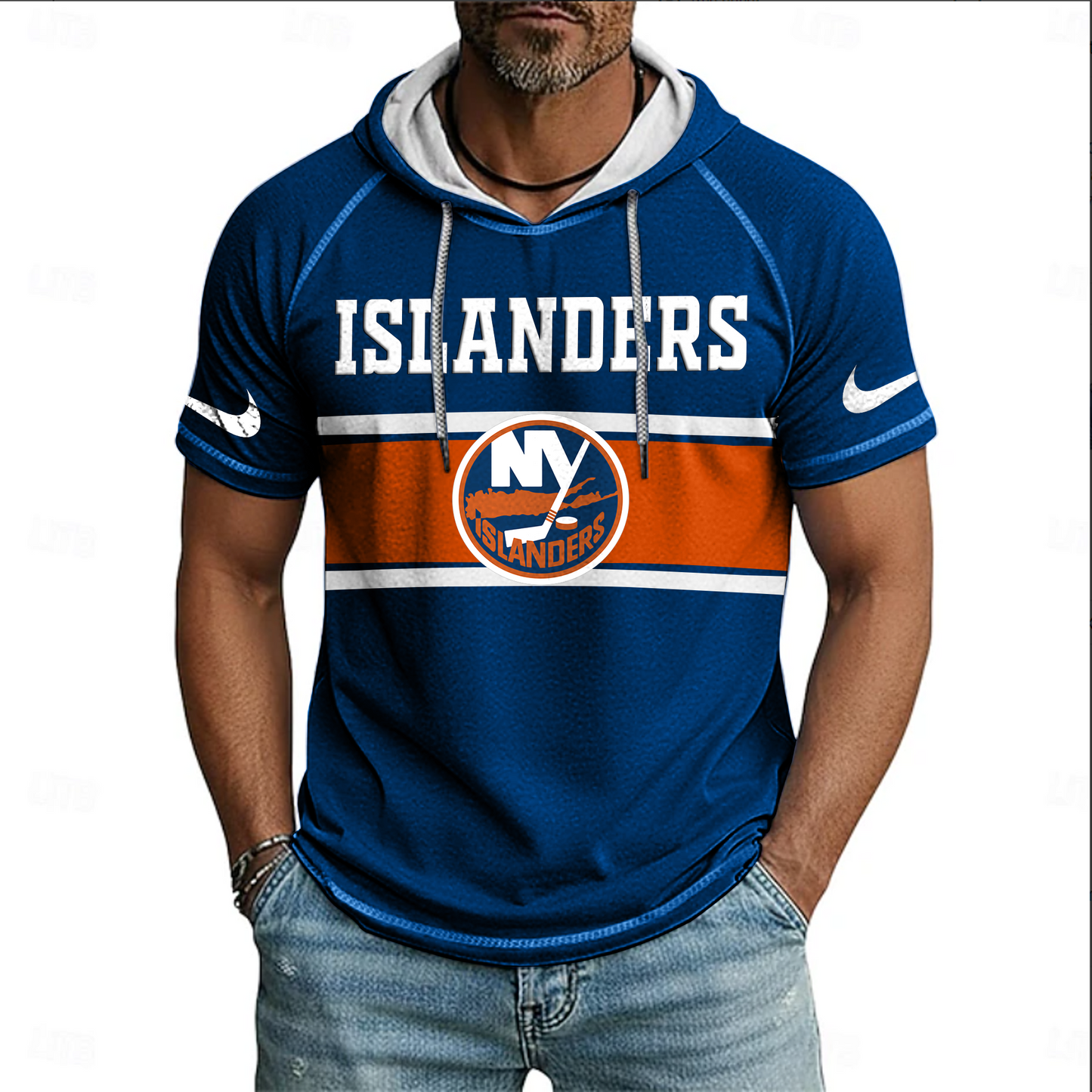 NHL x NYI Hooded Short Sleeve Shirt HLP 070426 HLPHUONG 1