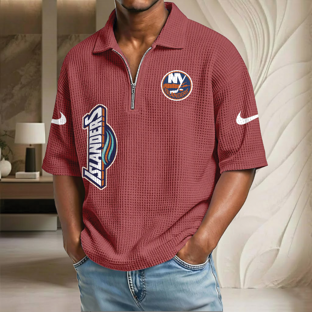 NHL x NYI Waffle Half-Zip Polo Shirt HLP 070326 HLPHUONG