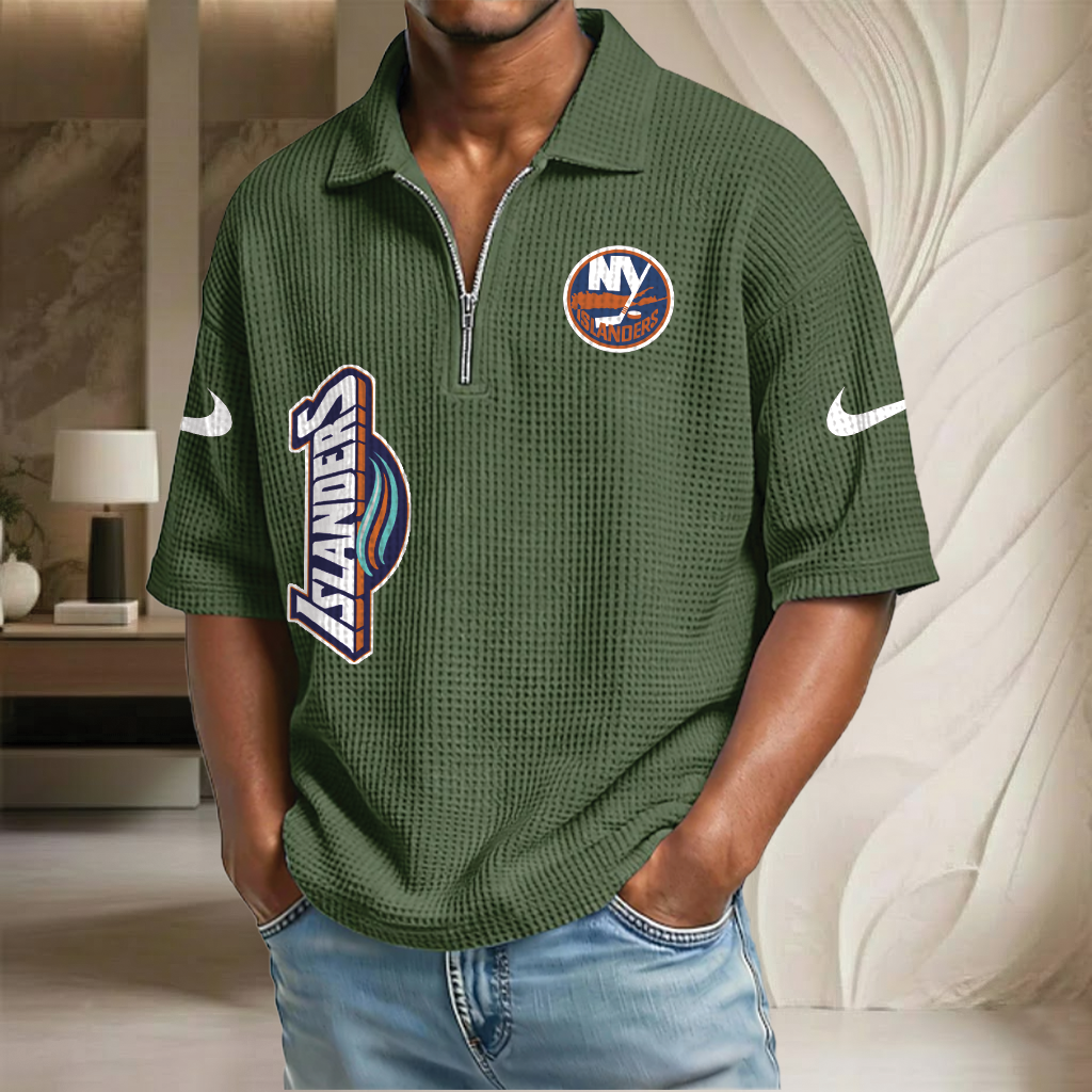 NHL x NYI Waffle Half-Zip Polo Shirt HLP 070326 HLPHUONG