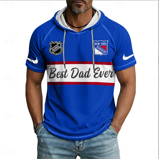 NHL x NYR Best Dad Hooded Short Sleeve Shirt HLP 220426 HLPHUONG
