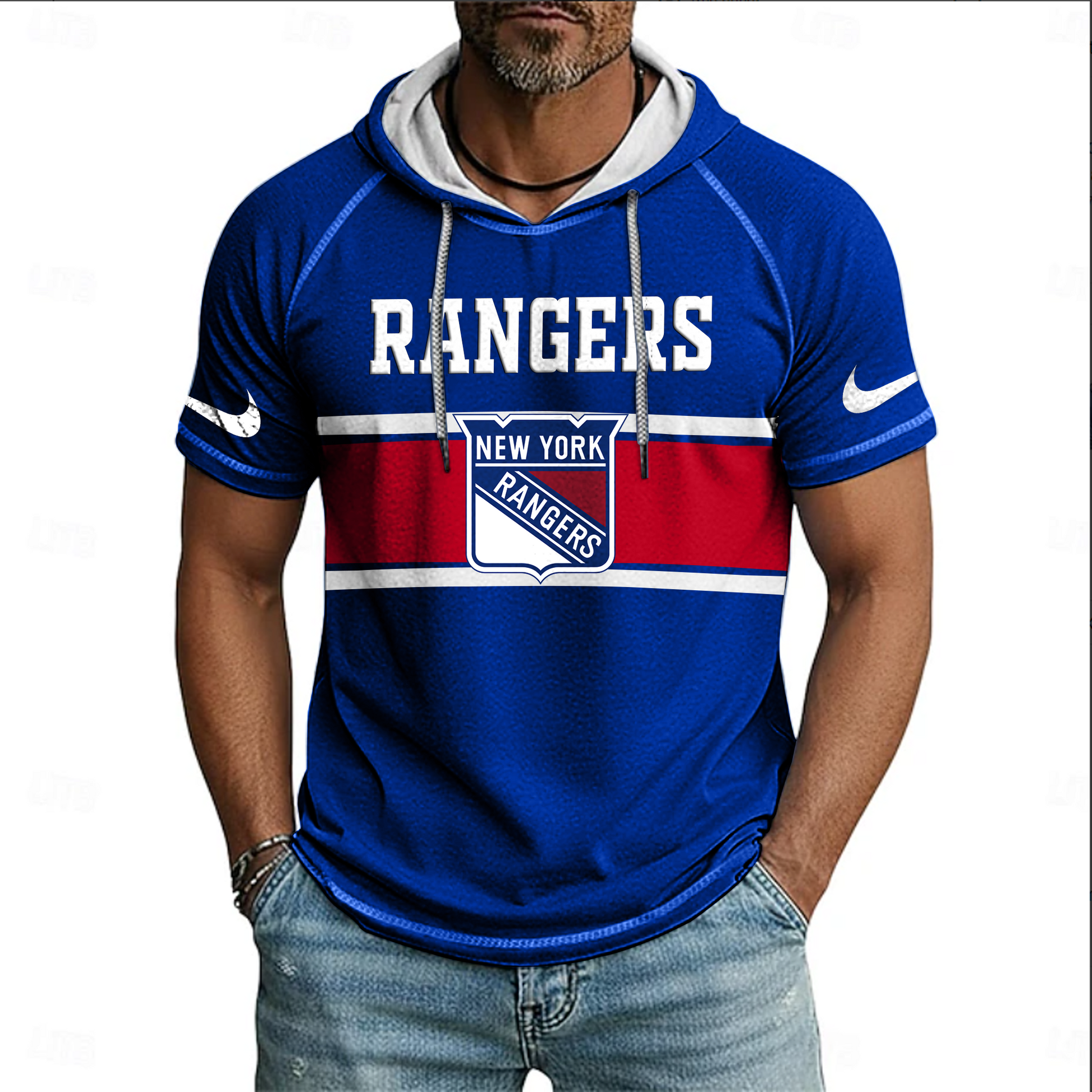 NHL x NYR Hooded Short Sleeve Shirt HLP 070426 HLPHUONG 1