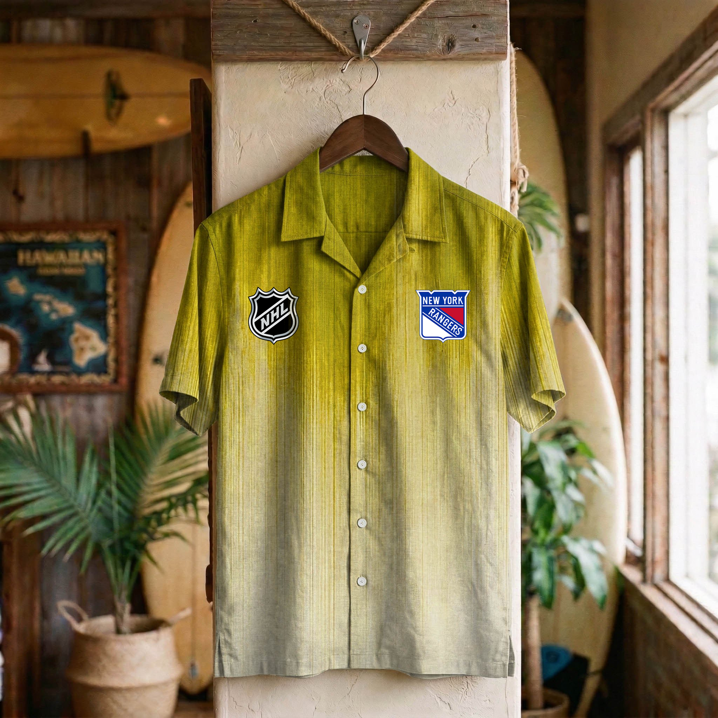 NHL x NYR Ombre Hawaiian Shirt HLP 020426 HLPHUONG
