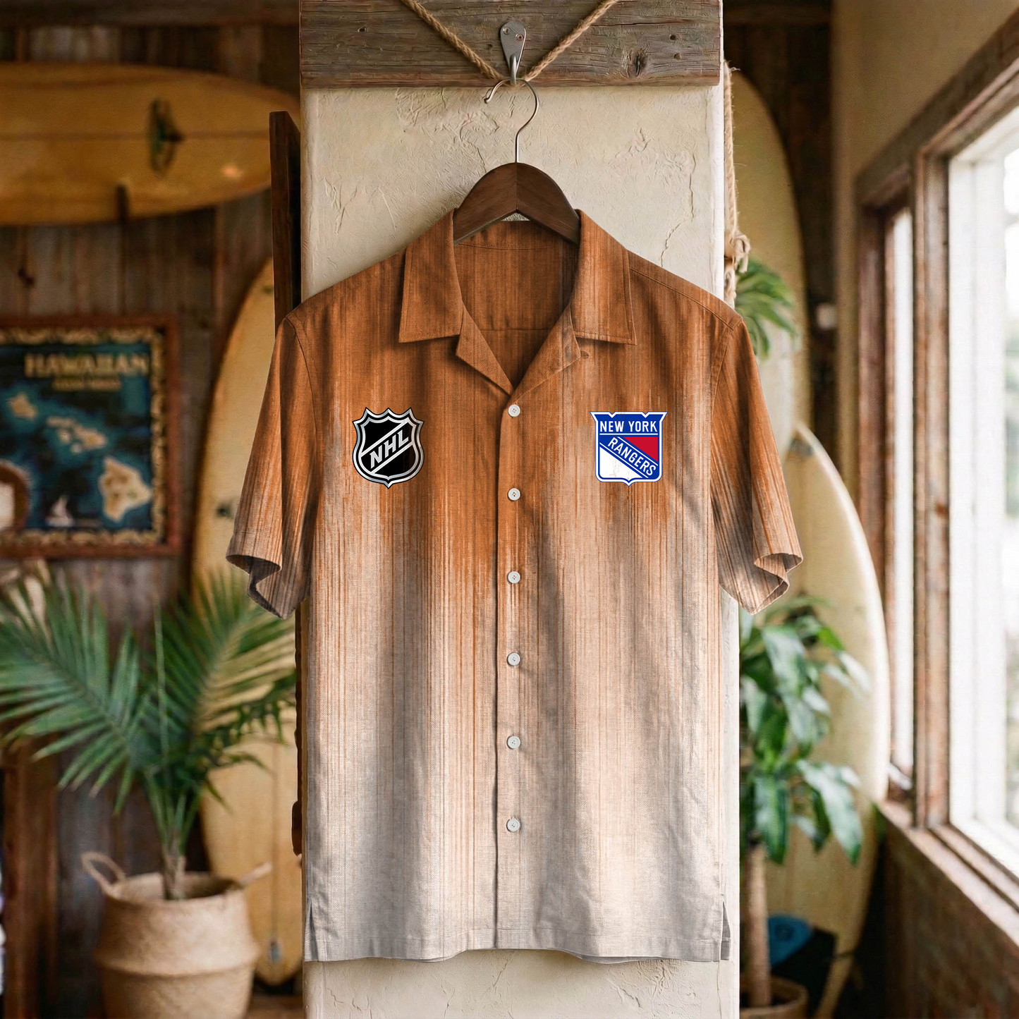 NHL x NYR Ombre Hawaiian Shirt HLP 020426 HLPHUONG