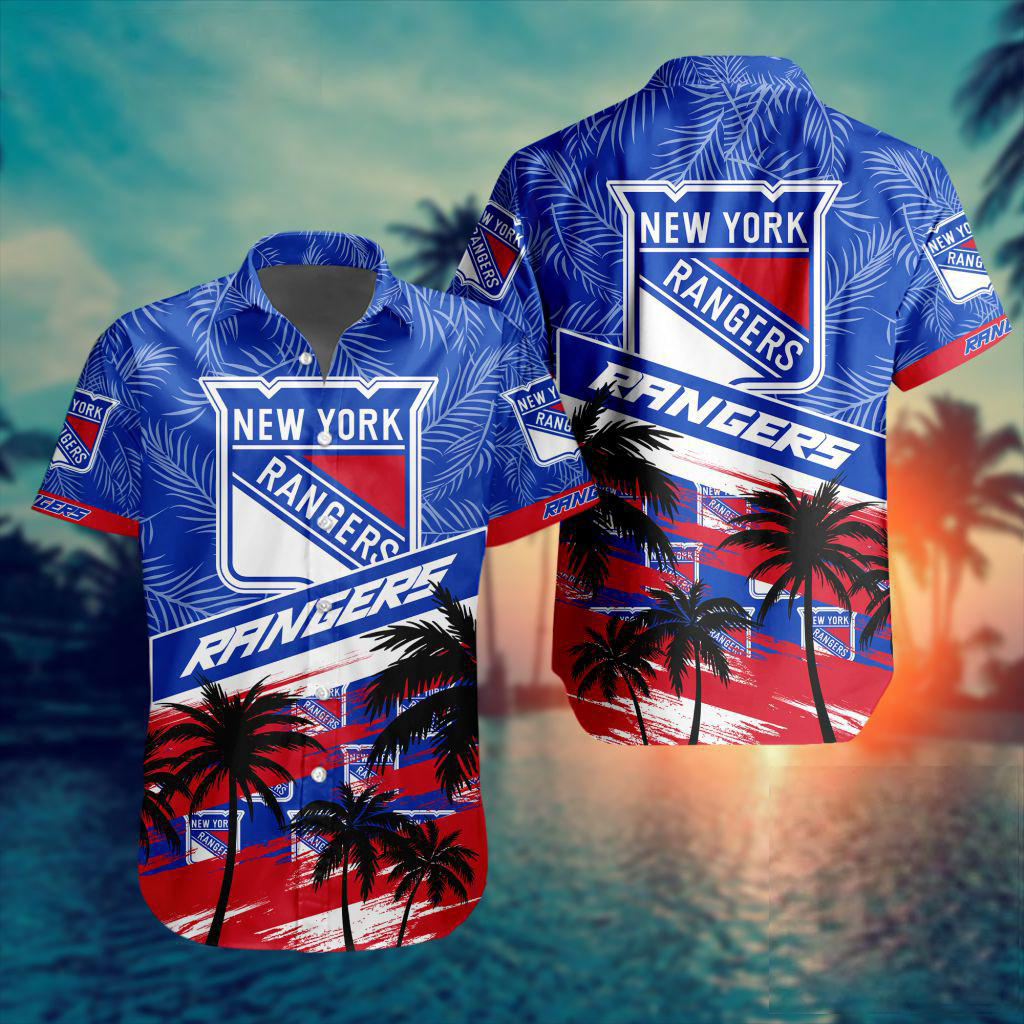 NHL x NYR Team Palms Hawaiian Shirt HLP 50426 HLPHUONG