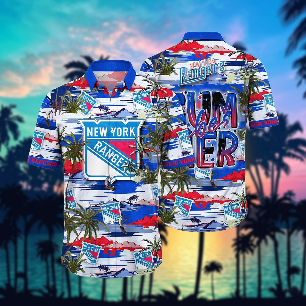 NHL x NYR Team Summer Hawaiian Shirt HLP 50426 HLPHUONG