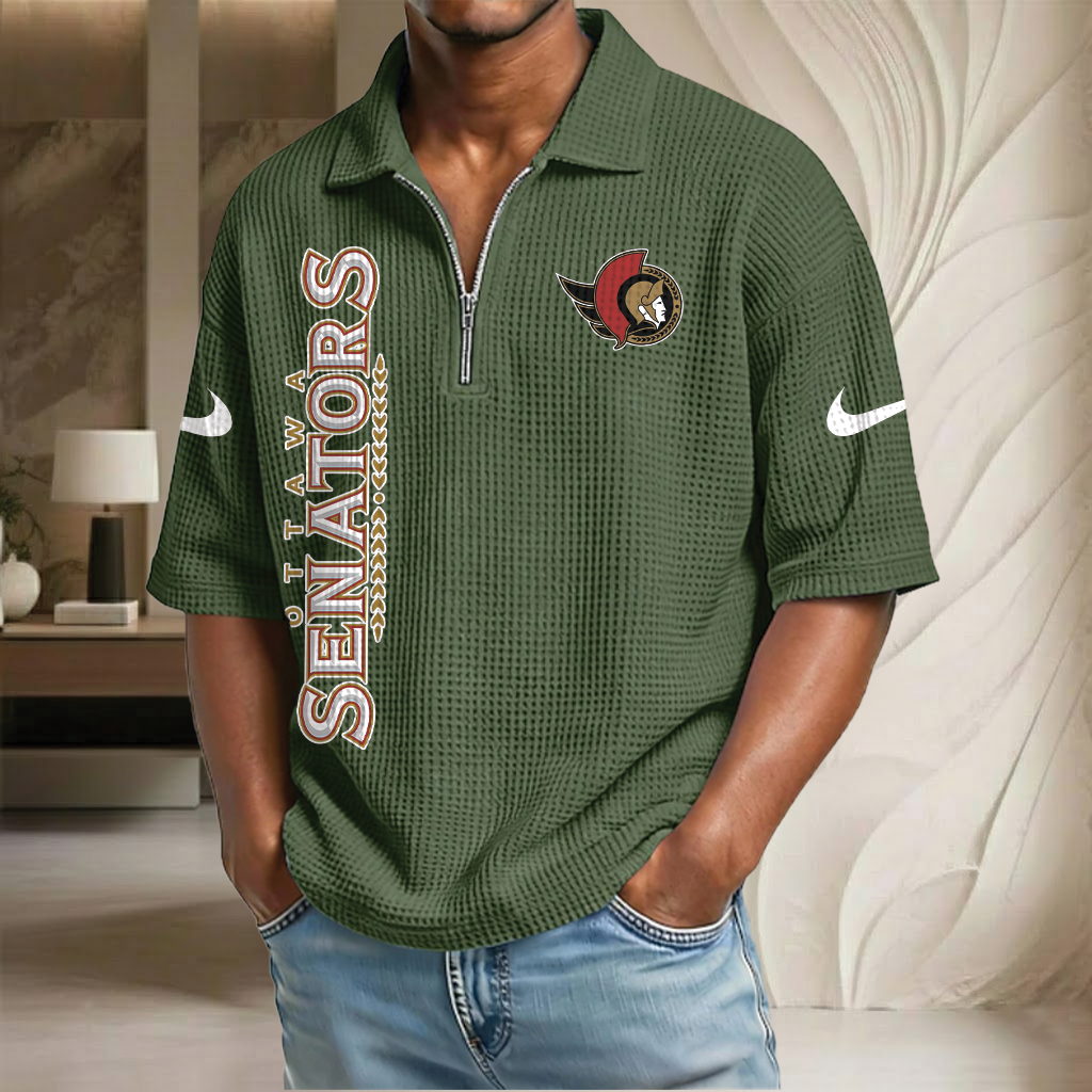 NHL x OS Waffle Half-Zip Polo Shirt HLP 070326 HLPHUONG