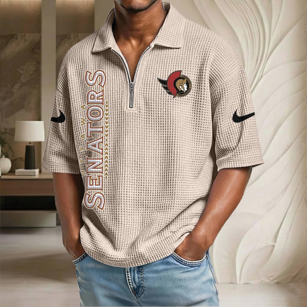 NHL x OS Waffle Half-Zip Polo Shirt HLP 070326 HLPHUONG