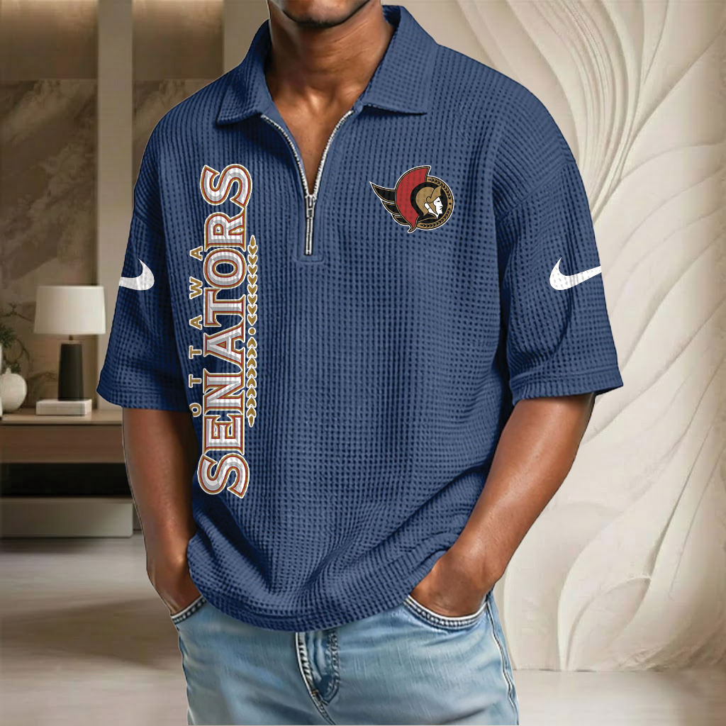 NHL x OS Waffle Half-Zip Polo Shirt HLP 070326 HLPHUONG