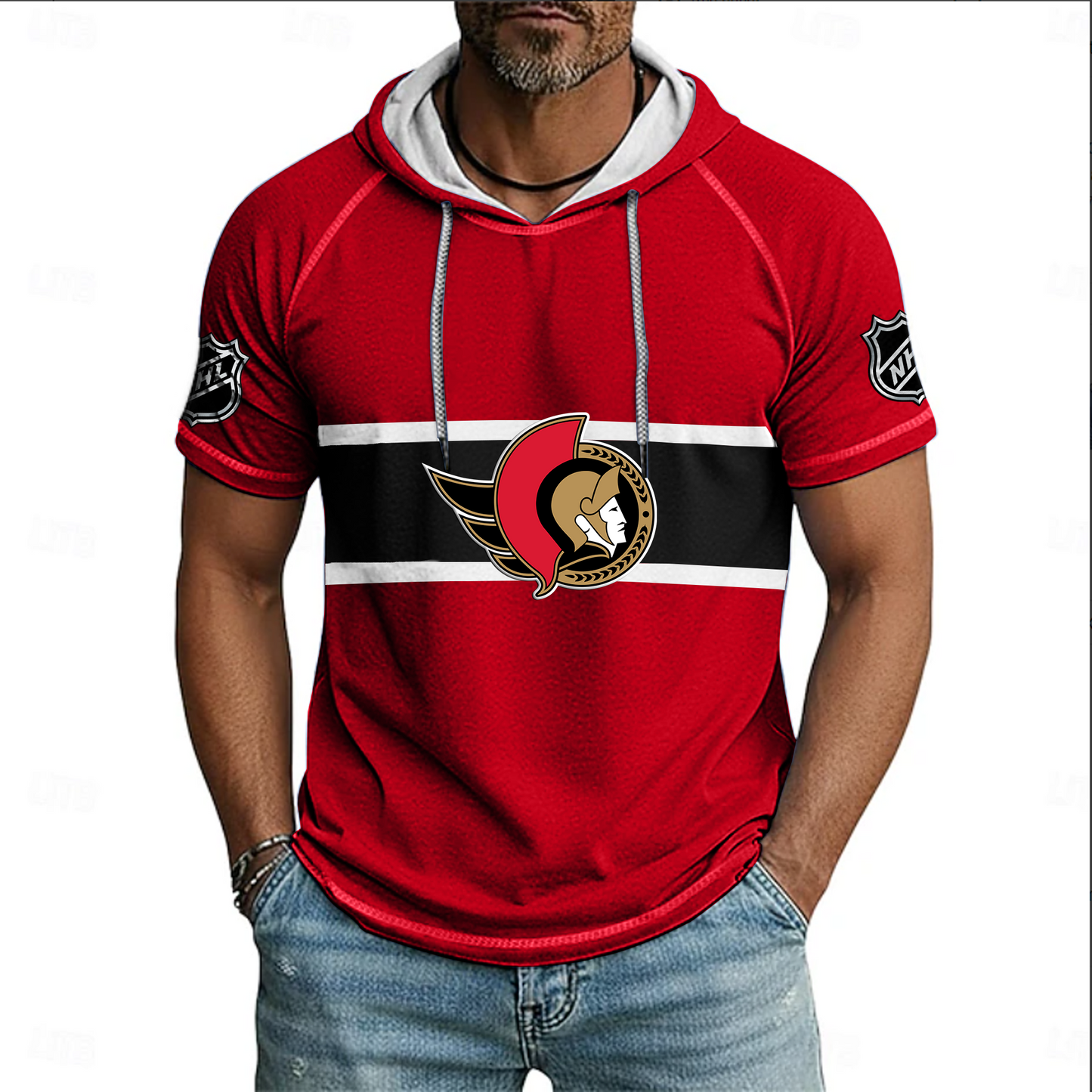 NHL x OTT Hockey Hooded Short Sleeve Shirt HLP 220426 HLPHUONG