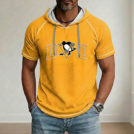 NHL x PIT Dad Hooded Short Sleeve Shirt HLP 280426 LBN