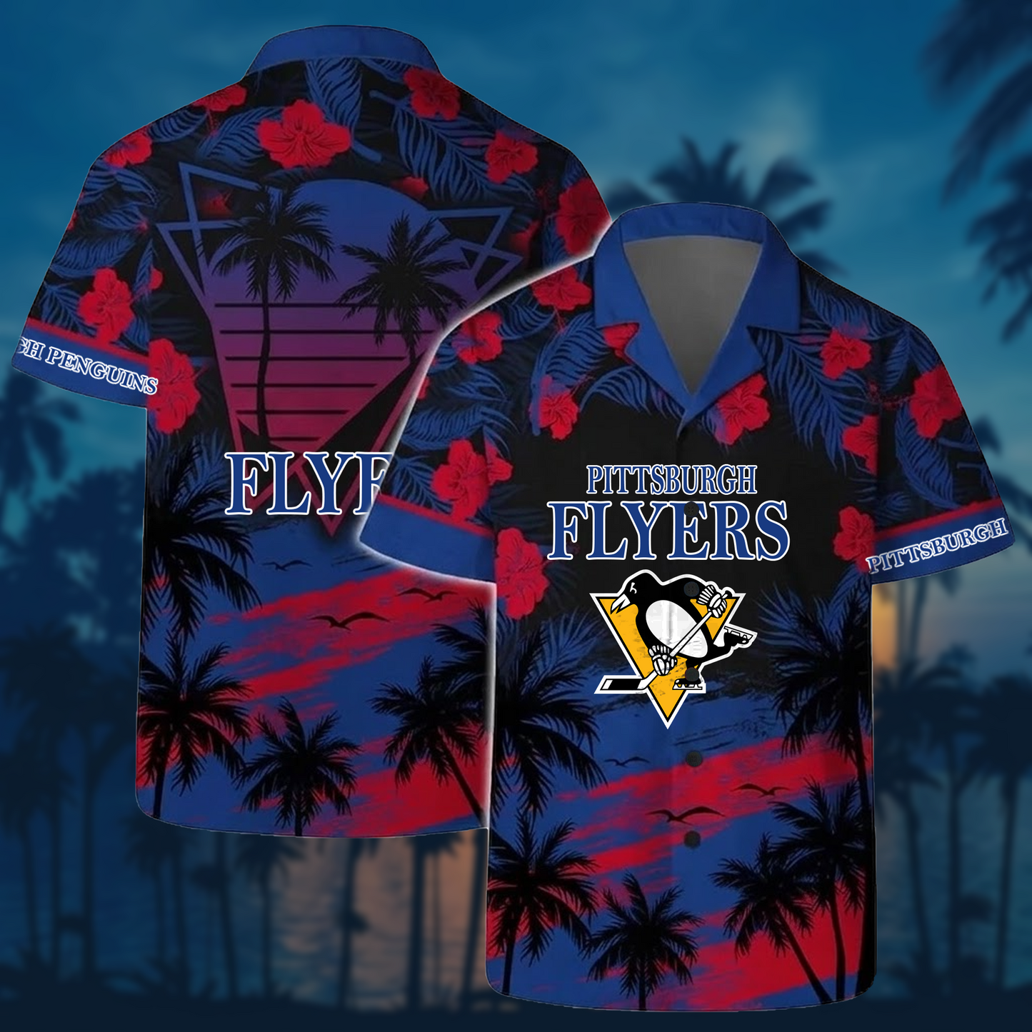 NHL x PIT Sunset Hawaiian Shirt HLP 40426 HLPHUONG