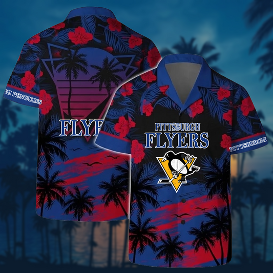 NHL x PIT Sunset Hawaiian Shirt HLP 40426 HLPHUONG
