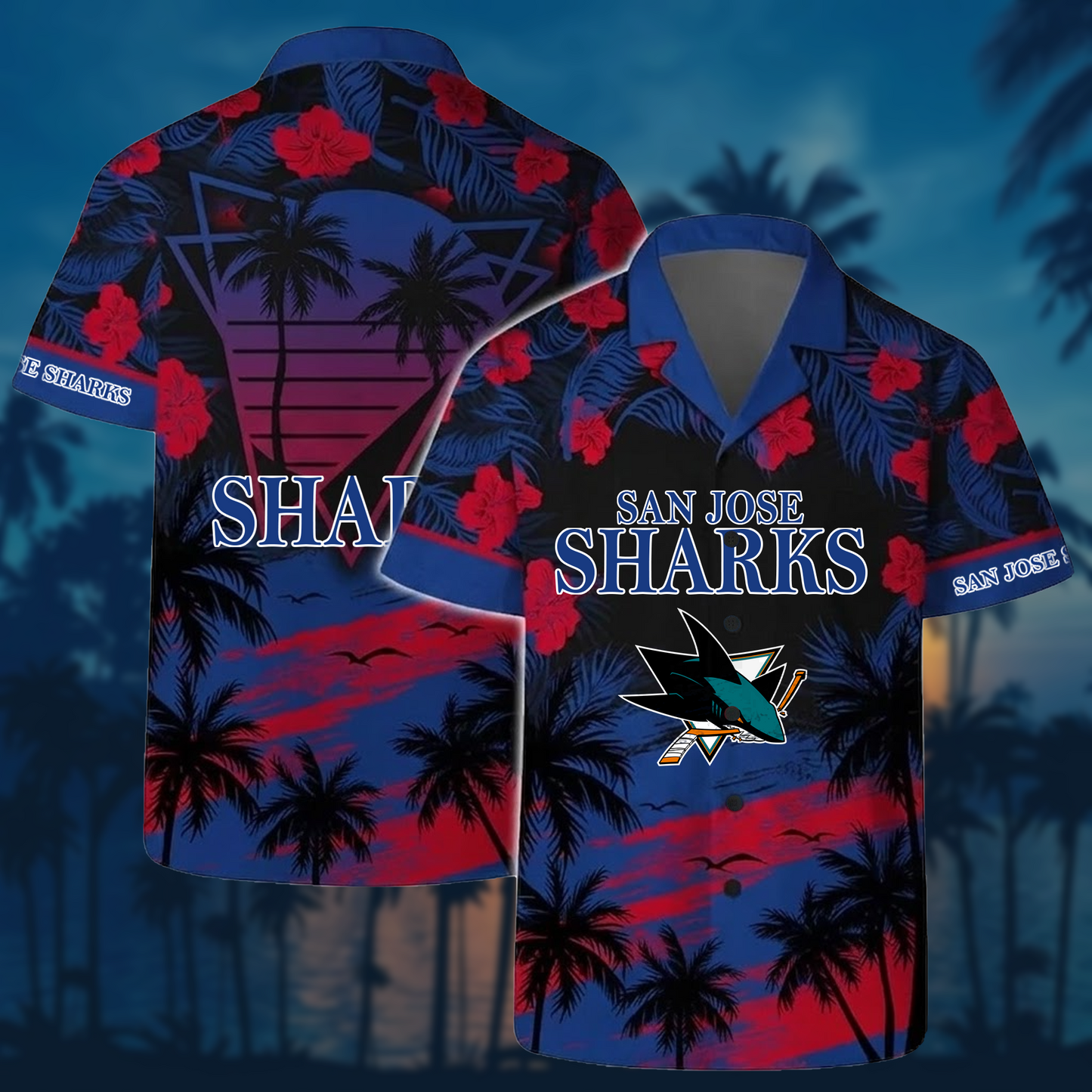 NHL x SJ Sunset Hawaiian Shirt HLP 40426 HLPHUONG