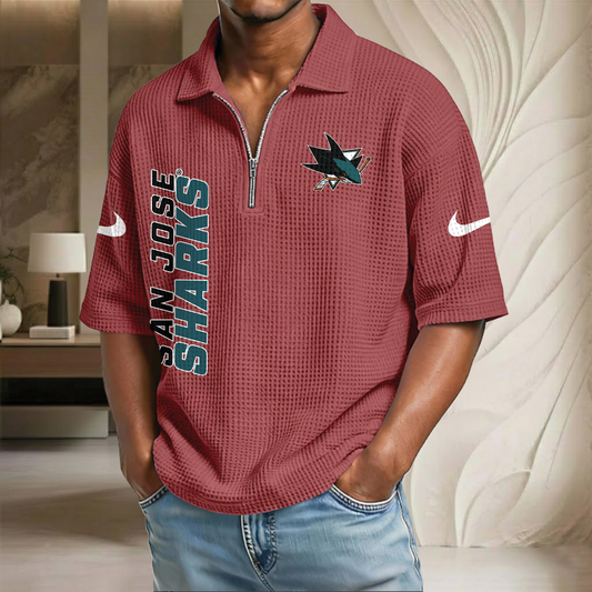 NHL x SJS Waffle Half-Zip Polo Shirt HLP 070326 HLPHUONG