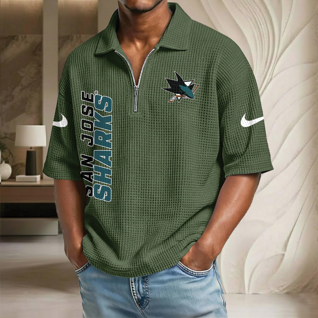 NHL x SJS Waffle Half-Zip Polo Shirt HLP 070326 HLPHUONG