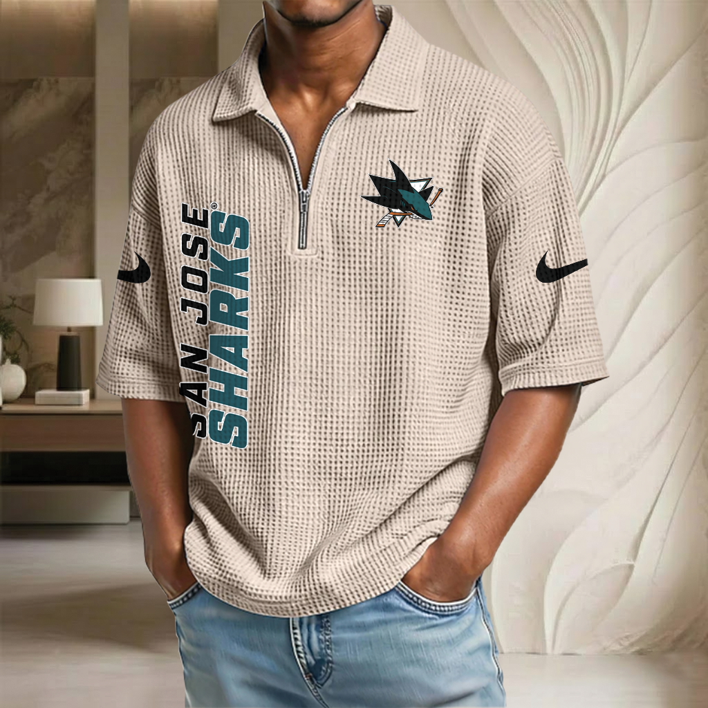 NHL x SJS Waffle Half-Zip Polo Shirt HLP 070326 HLPHUONG